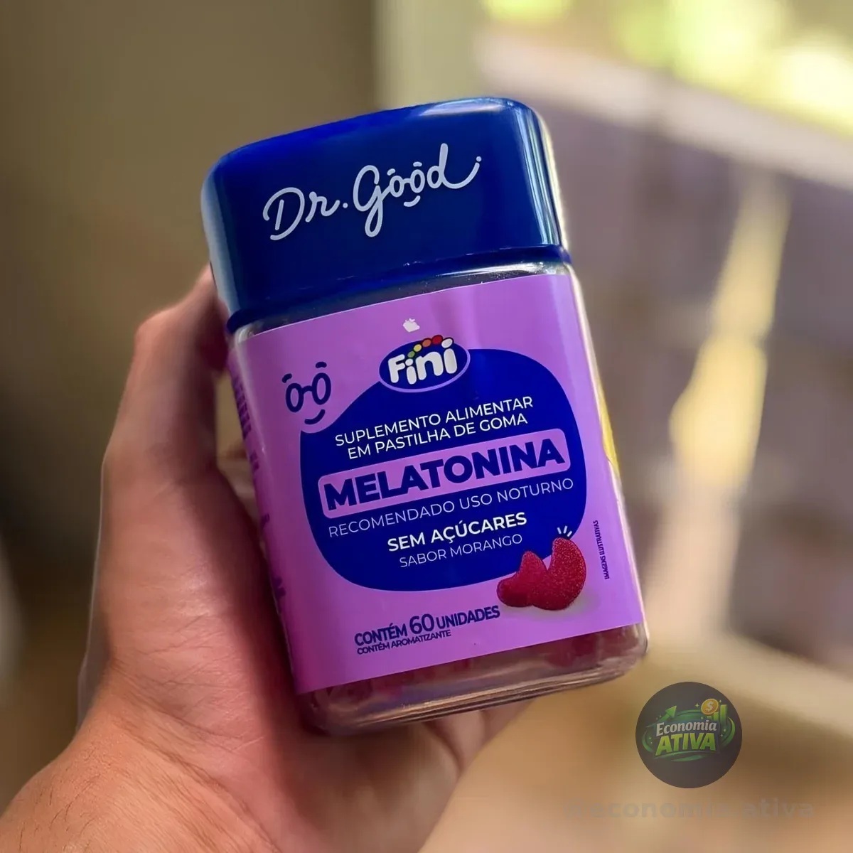 Melatonina Dr Good Fini Goma Sabor Morango, 60 Unidades, Para Dormir