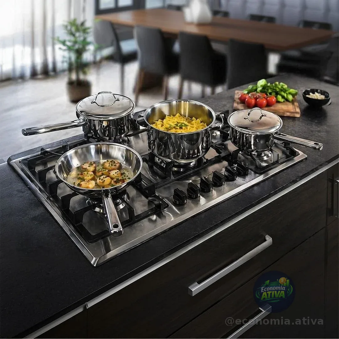 Jogo De Panelas Inox Fundo Triplo Allegra 4 Peças Tramontina