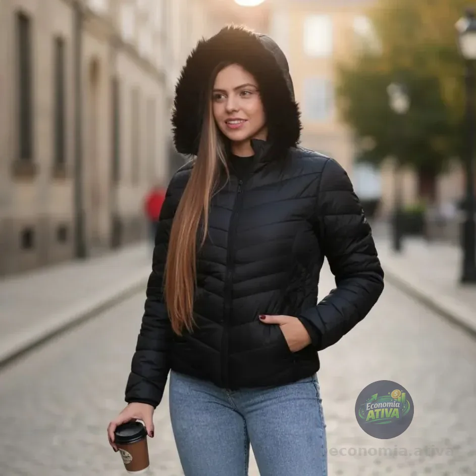 Jaqueta Bobojaco Feminina Puffer Impermeável Inverno Térmica Preto 40 A 42 Lisa