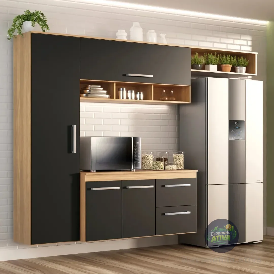 Armário De Cozinha Compacta Lua 4 Portas 2 Gavetas