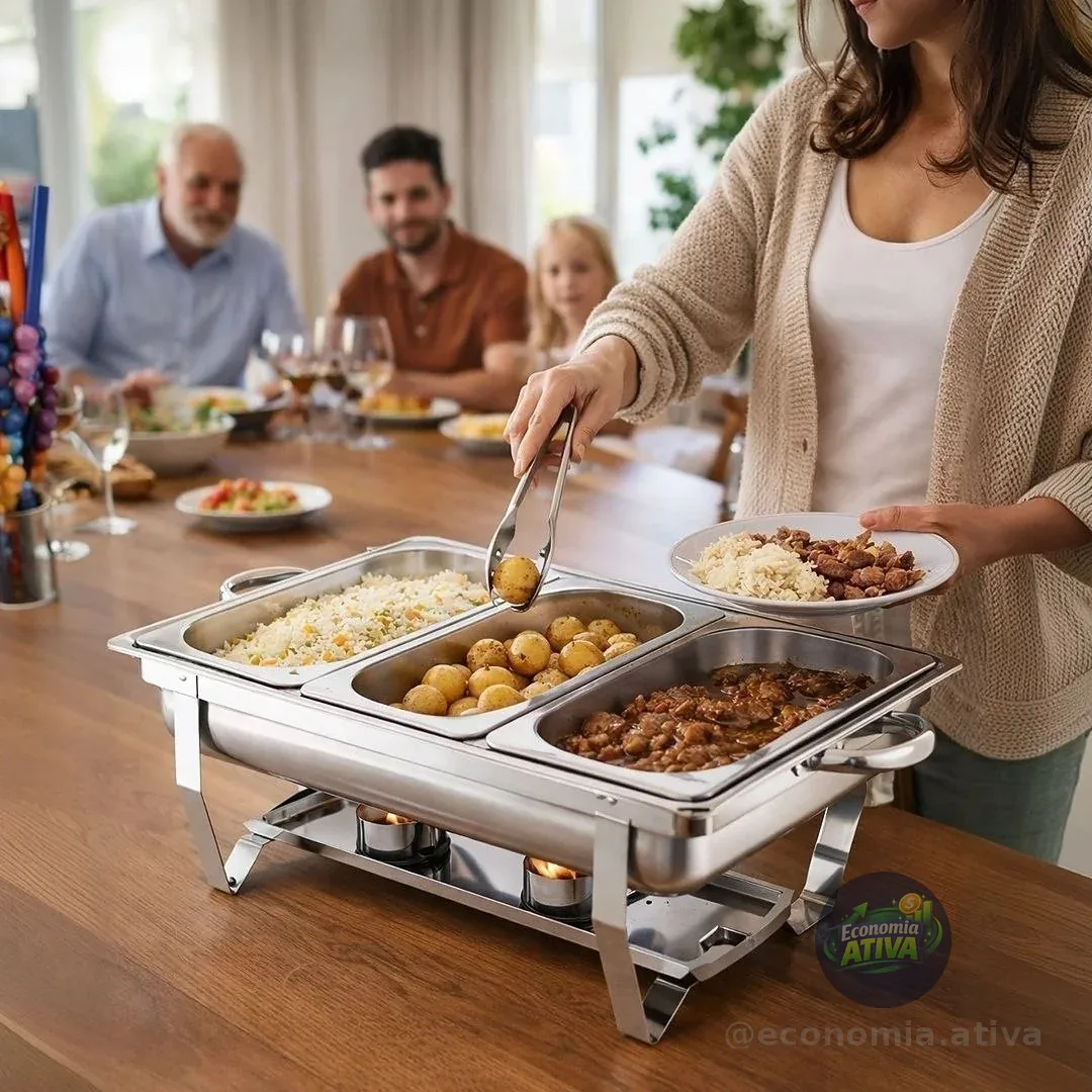 Jma Inox Kl065-03-1 Rechaud 9 Litros 1/3 Panelas Banho Maria 3 Cubas Buffet