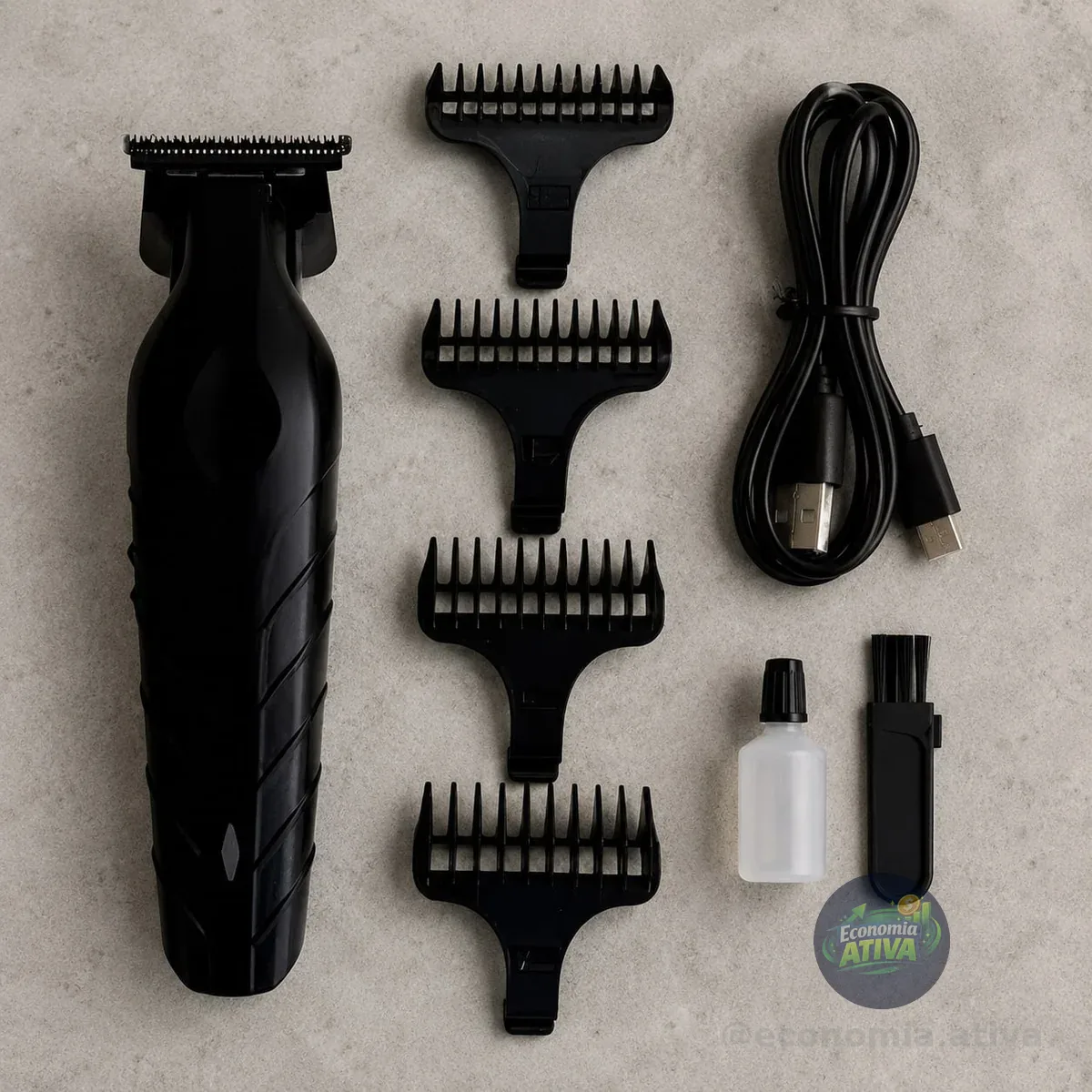 Maquina Corte Cabelo Acabamento Pezinho Barbeador Depilador Portátil Com Carregamento Usb Cartel 2299 Profissional Cor Preto 127/220v