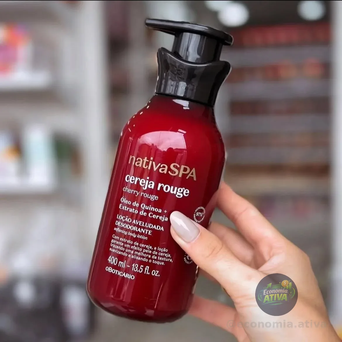 O Boticário Nativa Spa Loção Aveludada Cereja Rouge 400ml