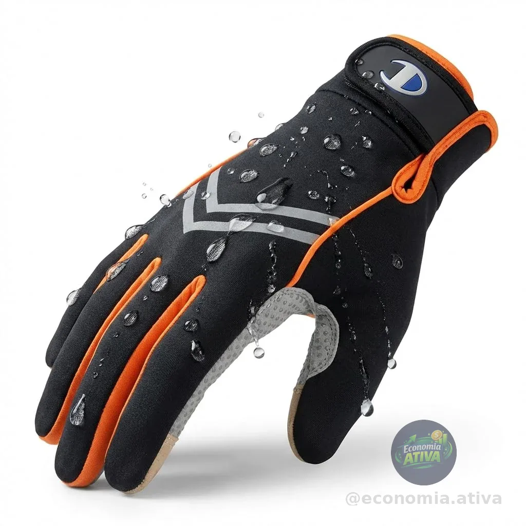 Luva Térmica Impermeável com Touch-Screen – Resistente à Água e ao Frio, Ideal para Moto, Ciclismo e Atividades ao Ar Livre Térmica com Forro Quente, Grip Antiderrapante, Zíper Ajustável