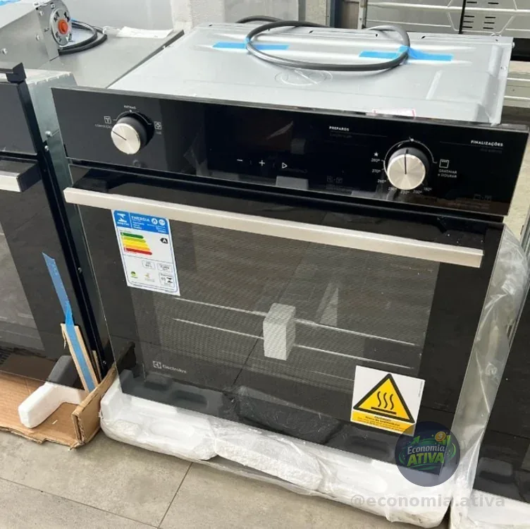 Forno de Embutir Electrolux a Gás 80L Efficient com PerfectCook360 Preto OE8GH 220v