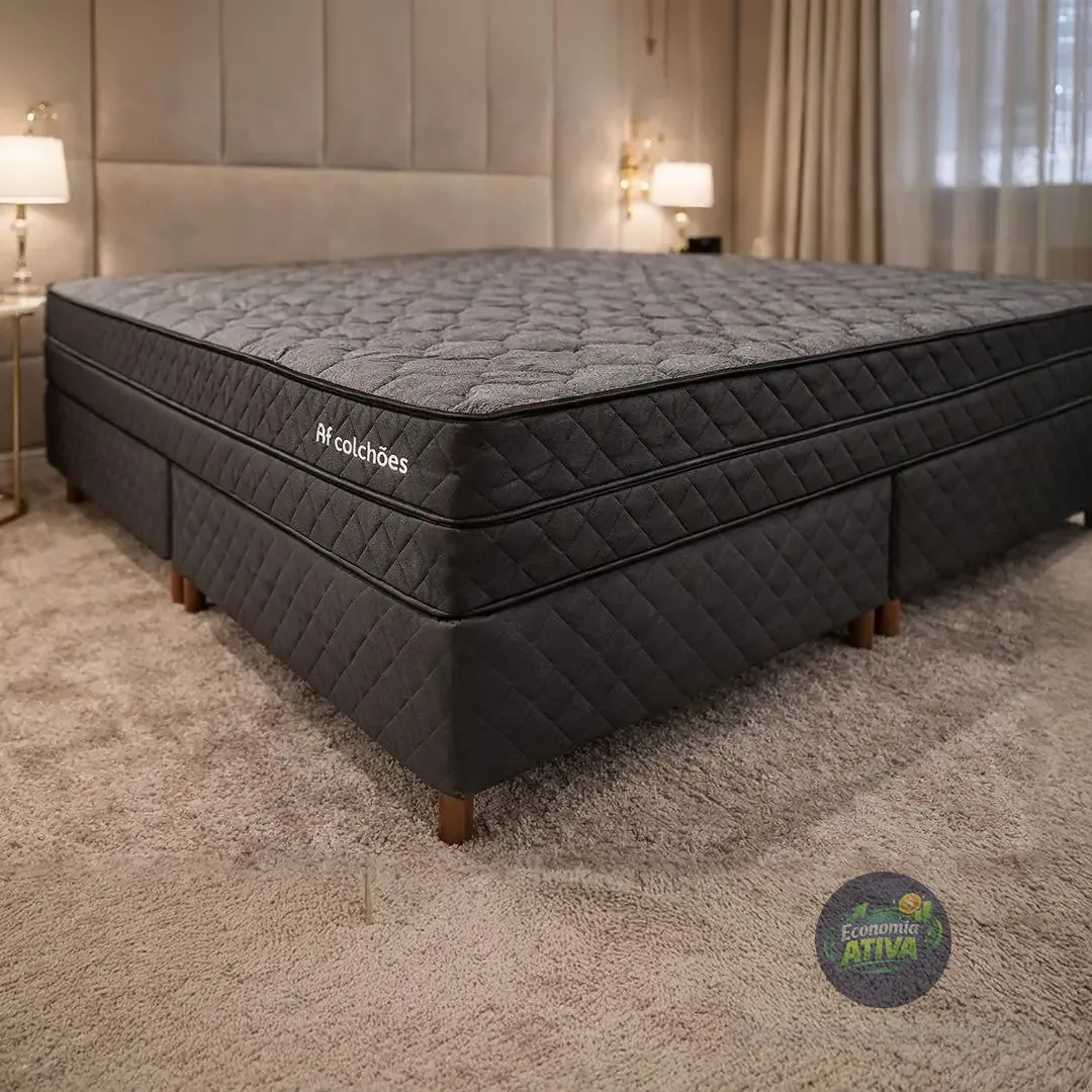 Colchão Casal Ortopédico Espuma D45 Extra Firme 138x188x17cm Bf Colchões Preto