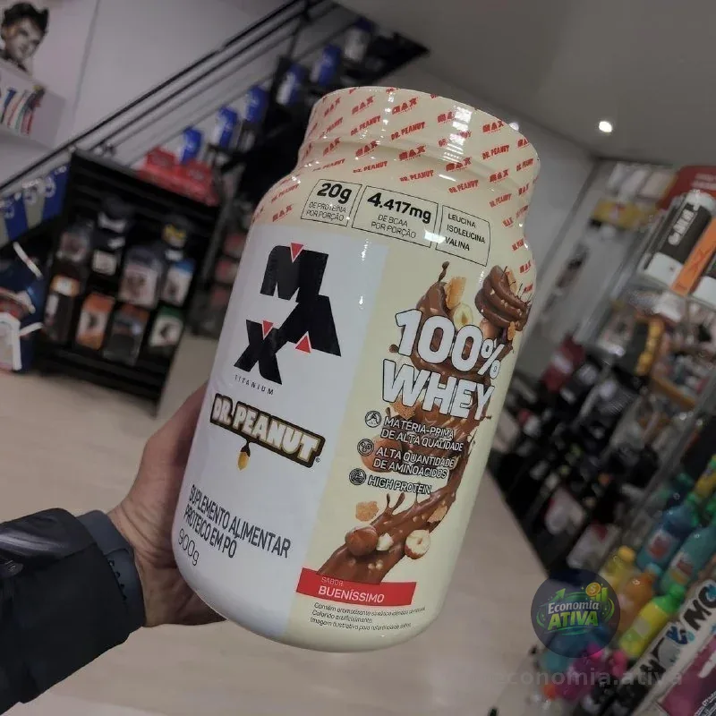 100% Whey Max Titanium x Dr. Peanut (900g), Sabor Bueníssimo