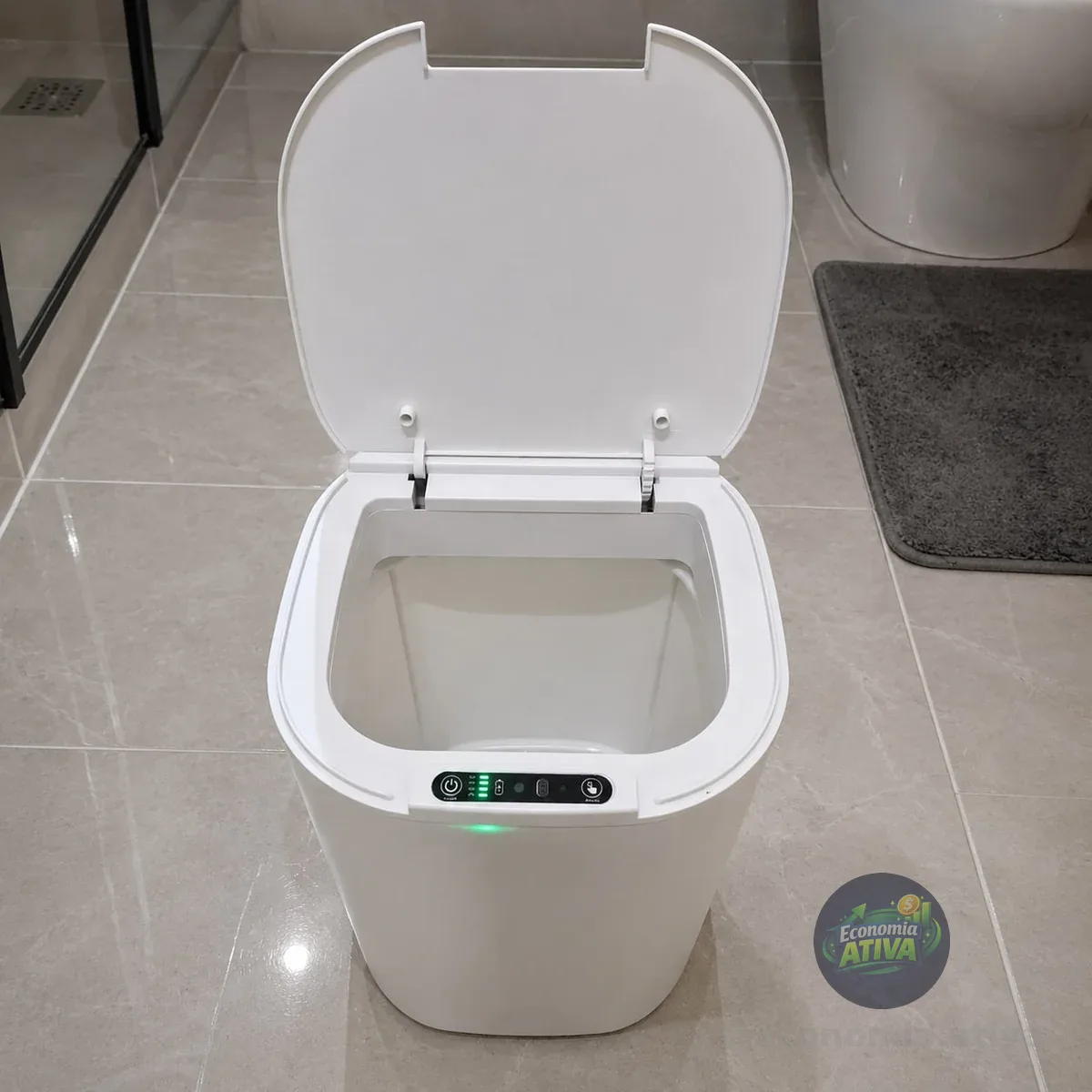 Lixeira Inteligente 16l Com Sensor Automático E Tampa Touch Branco
