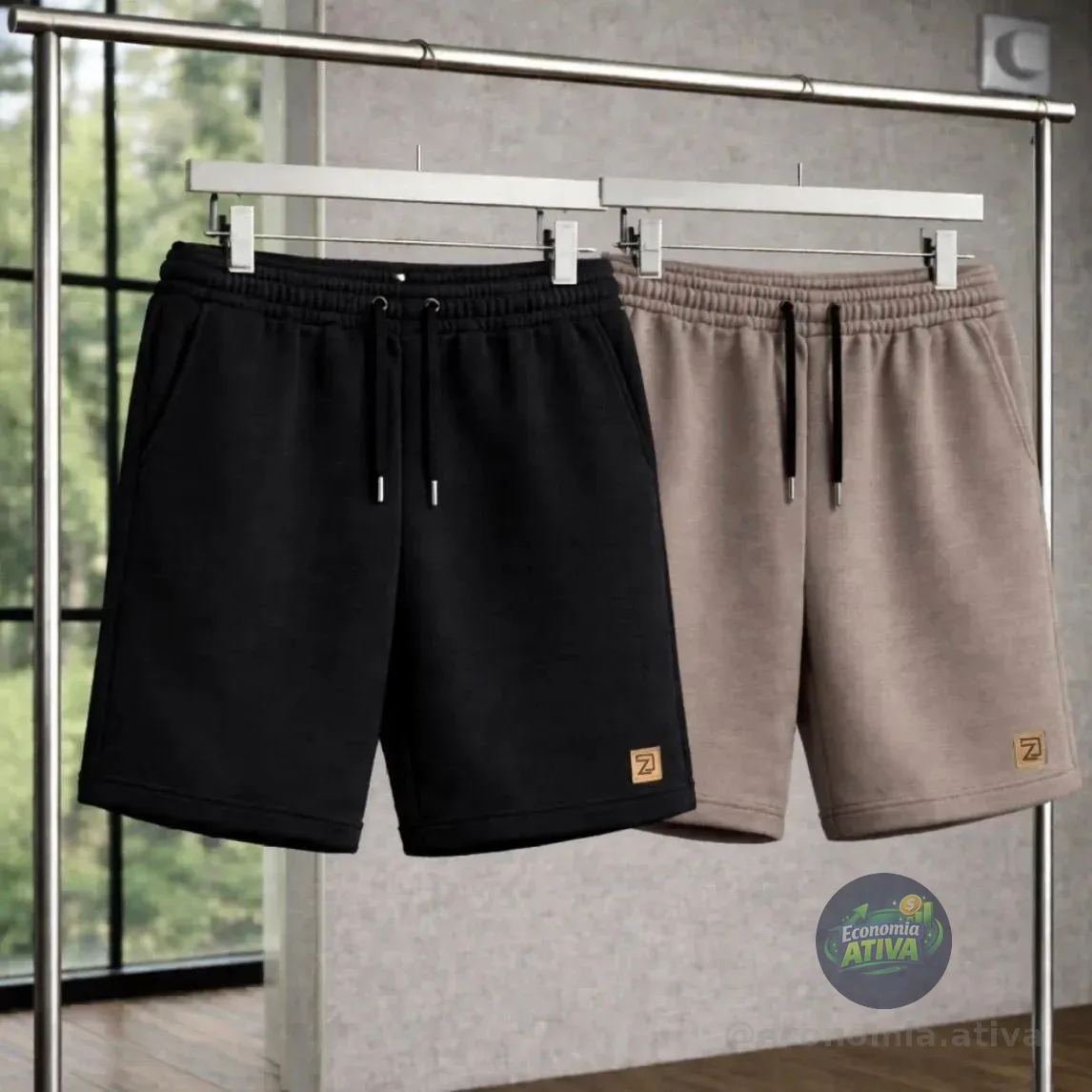 Kit 2 Bermuda Shorts Masculino Moletinho Curta