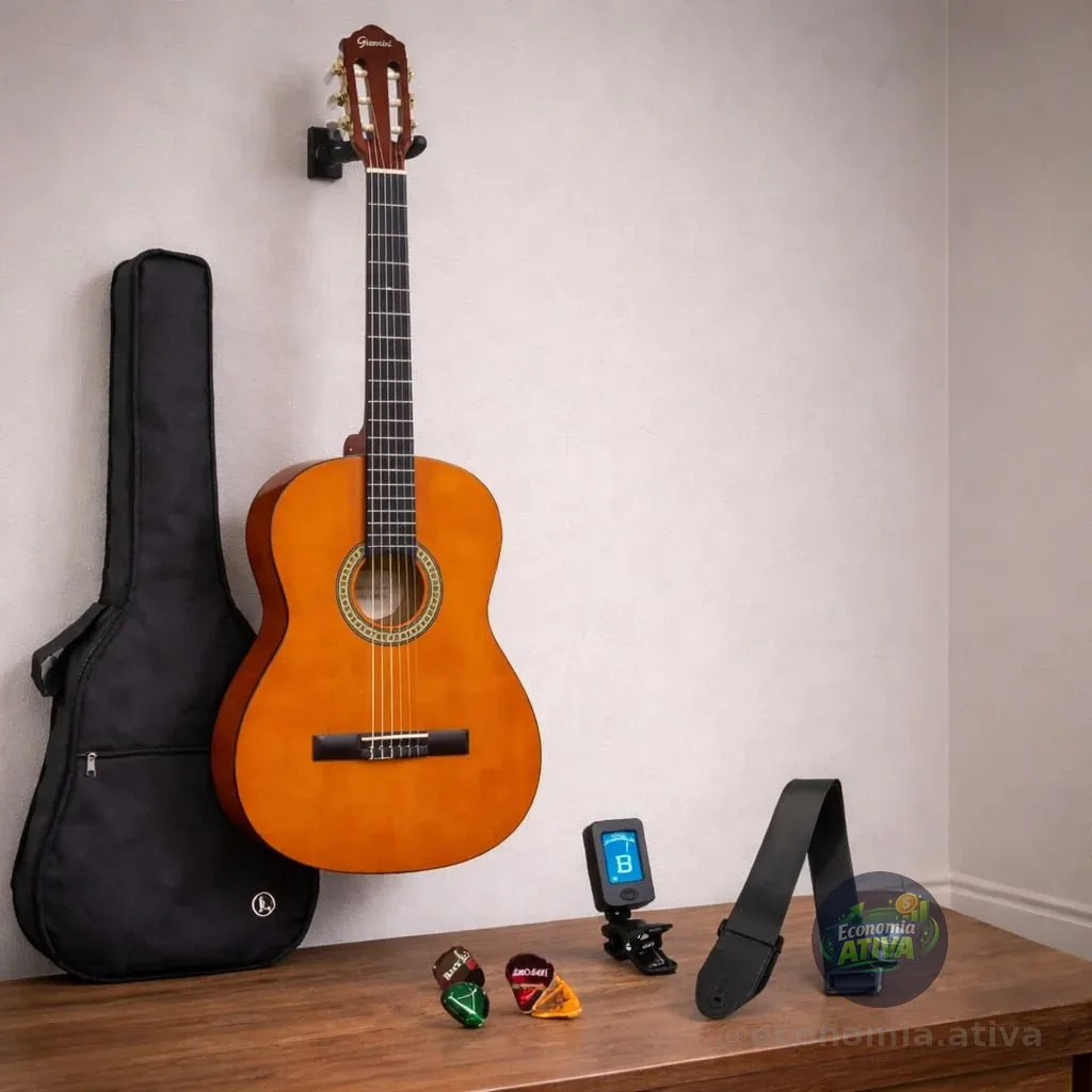 Kit Violão Iniciante Giannini Acústico N14 Nylon Completo