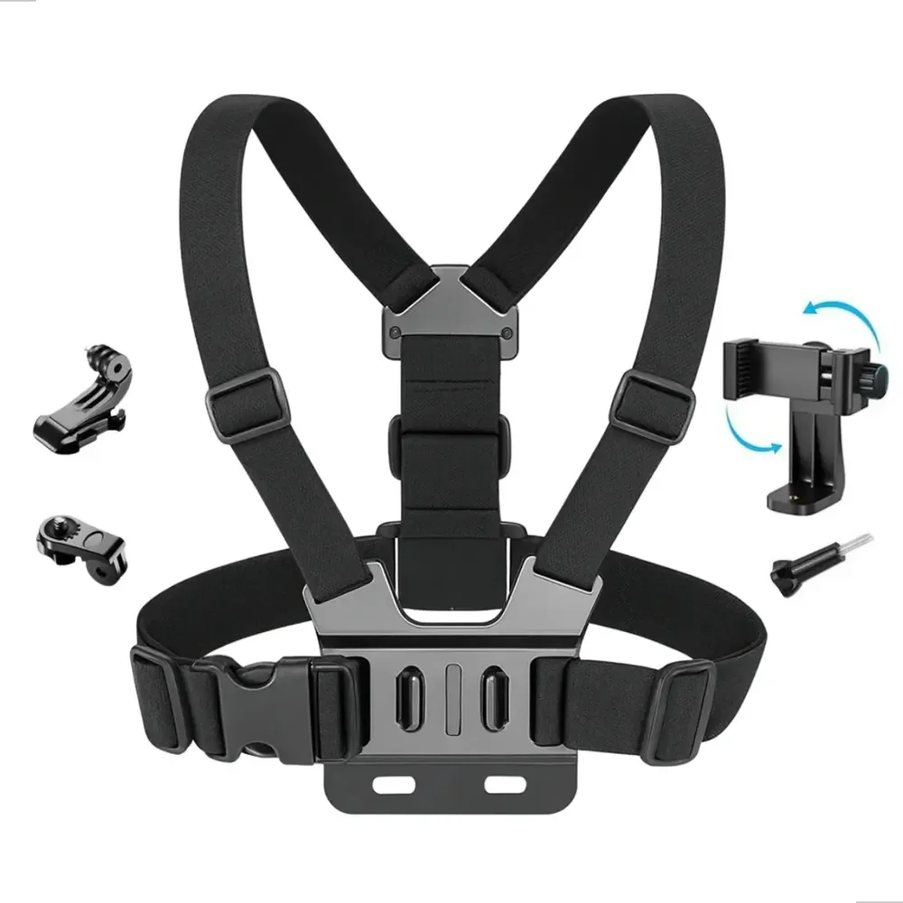 Suporte Peito Peitoral Celular Câmera Ação Gopro Preto Ajustável Esportivo