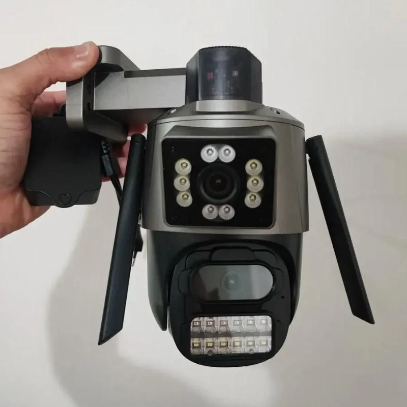 Câmera Segurança Wifi Ip Lente Dupla 2x 3mp Externa 360° A Prova Dágua Cor Cinza