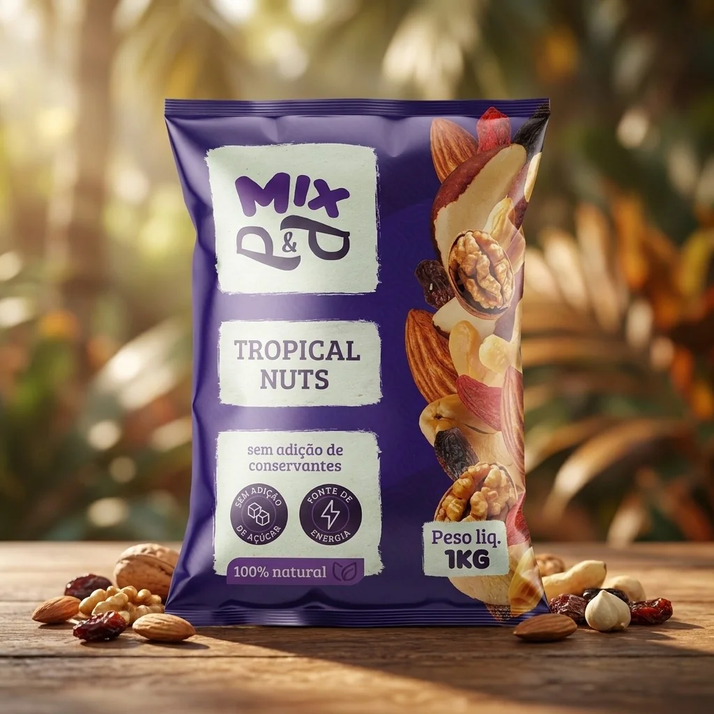 Mix Tropical Nuts 1Kg (Castanha de Caju, Do Pará, Amêndoa, Nozes, Uva Passa, Amendoim, Gojiberry)