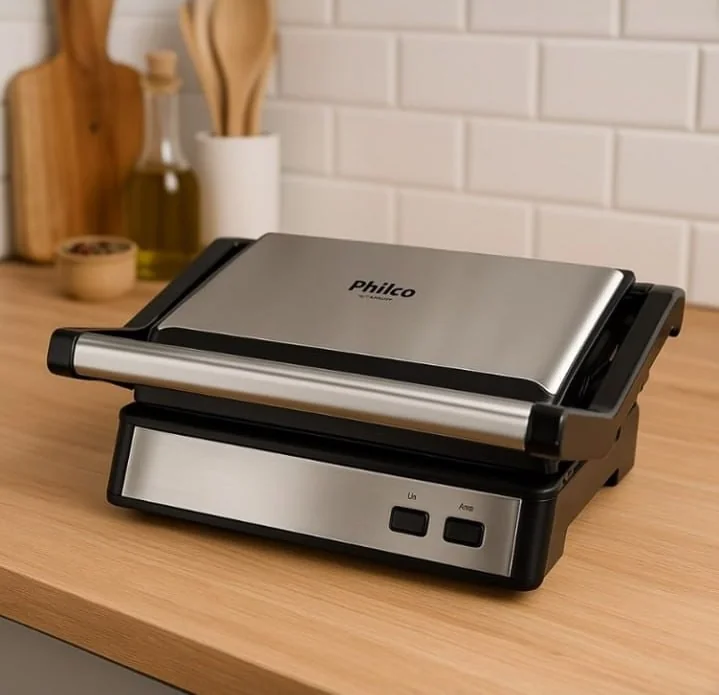 Sanduicheira E Grill Pgr21pi Maxx Clean 1000w Philco Prateado Cinza 220v