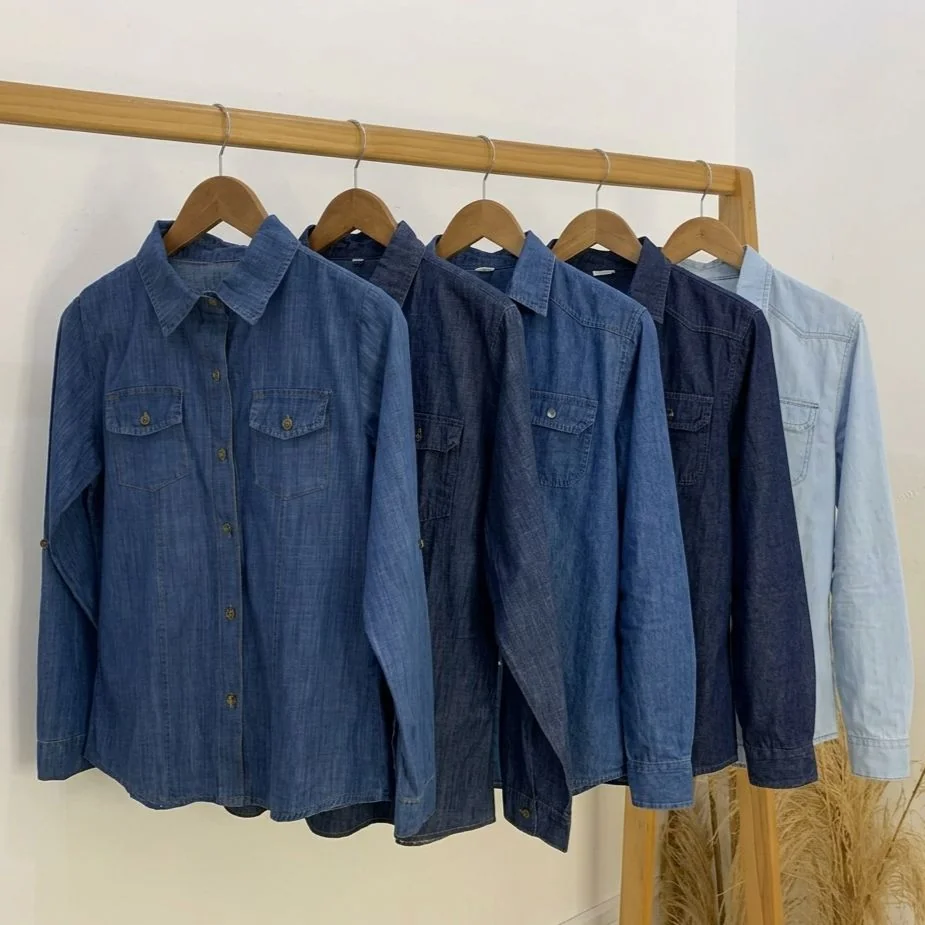 Camisa Jeans Masculina Social Slim Manga Longa (3 cores)