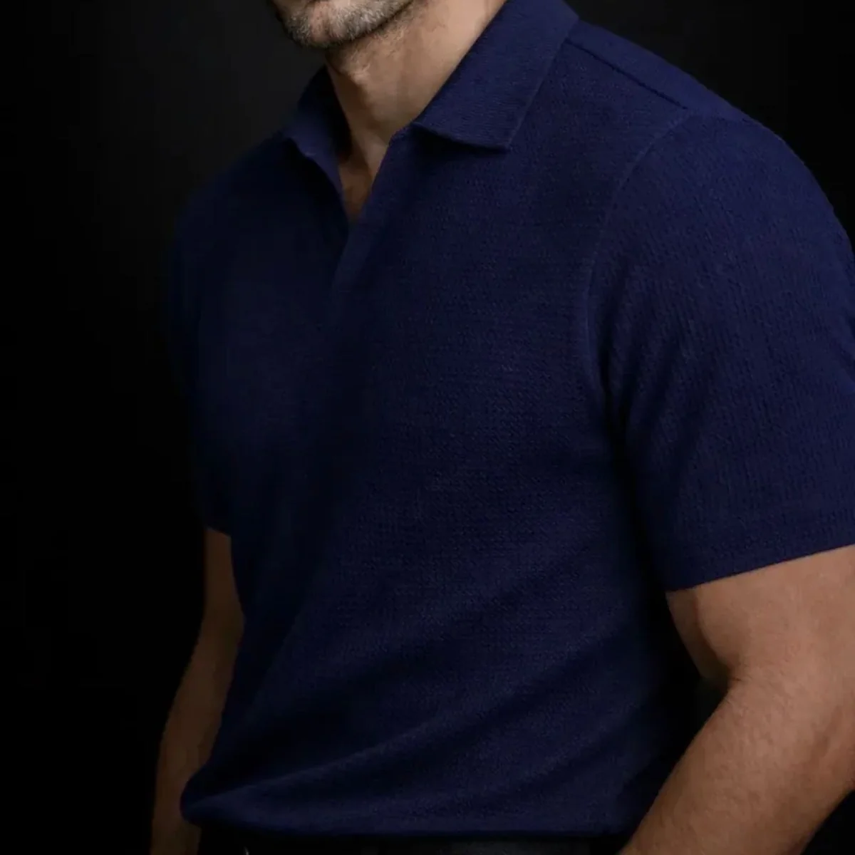 Camisa Polo Texturizada Sem Botão