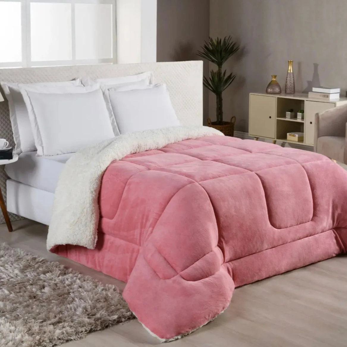 Edredom Sherpa Coberdrom Casal Queen Grosso (2 cores)