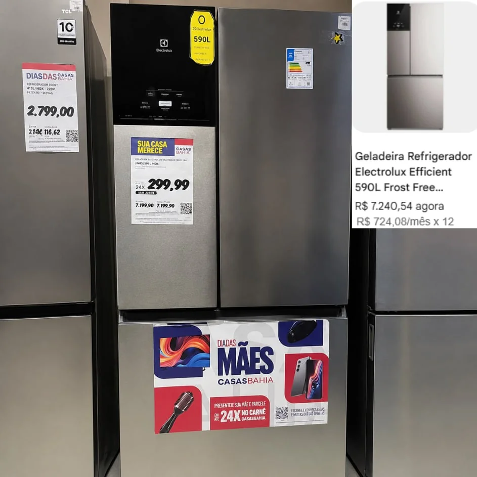 Geladeira Electrolux Frost Free Inverter 590l Autosense 3 Portas Cor Inox Look Im8s 220v
