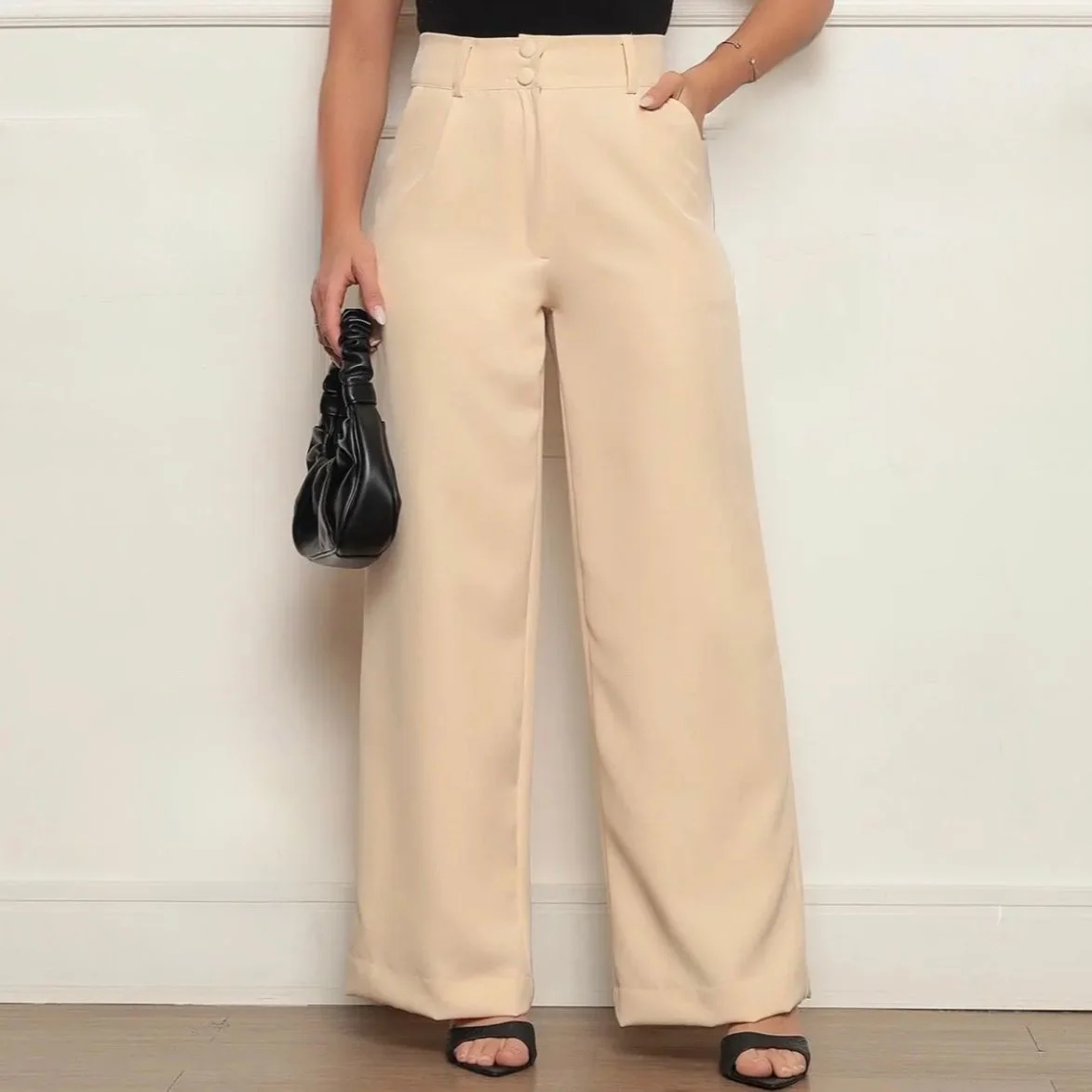 Calça Alfaiataria Feminina Wide Leg Social Cintura Alta (8 cores)