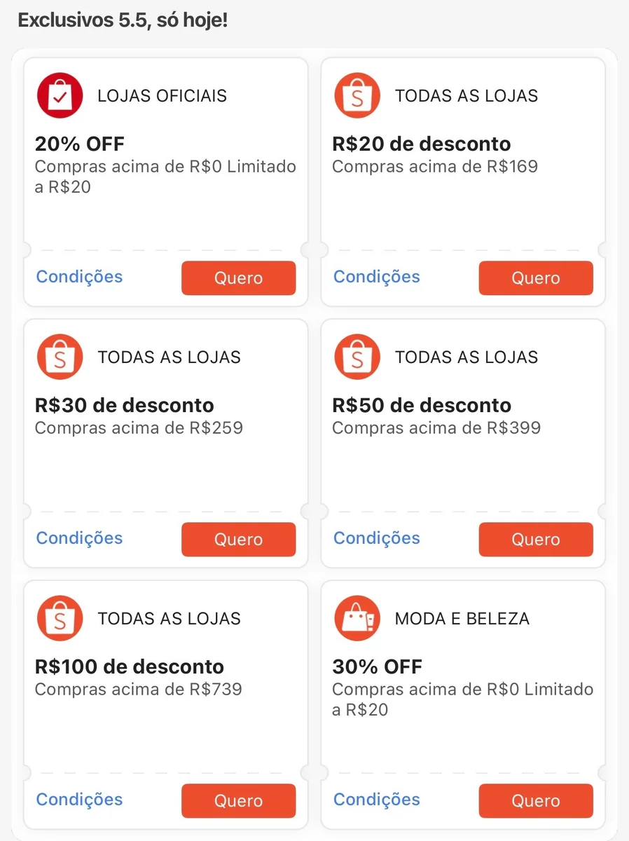 Resgate aqui: https://s.shopee.com.br/2LUtCZ2H9z
