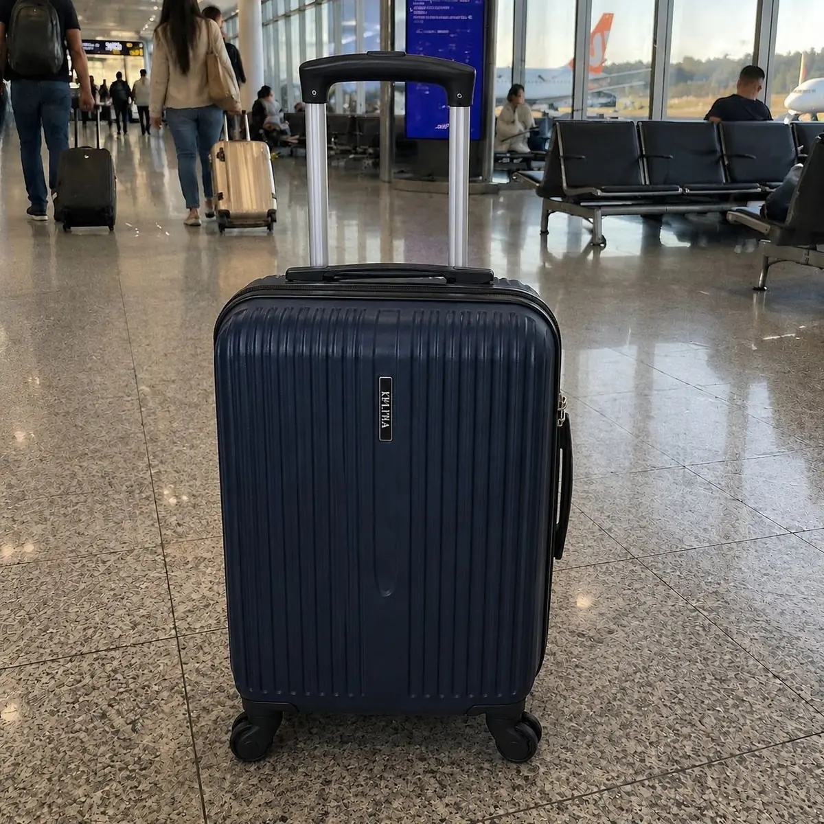 Mala De Viagem De Bordo Rígida 10kg Rodas 360° Medidas Anac Azul