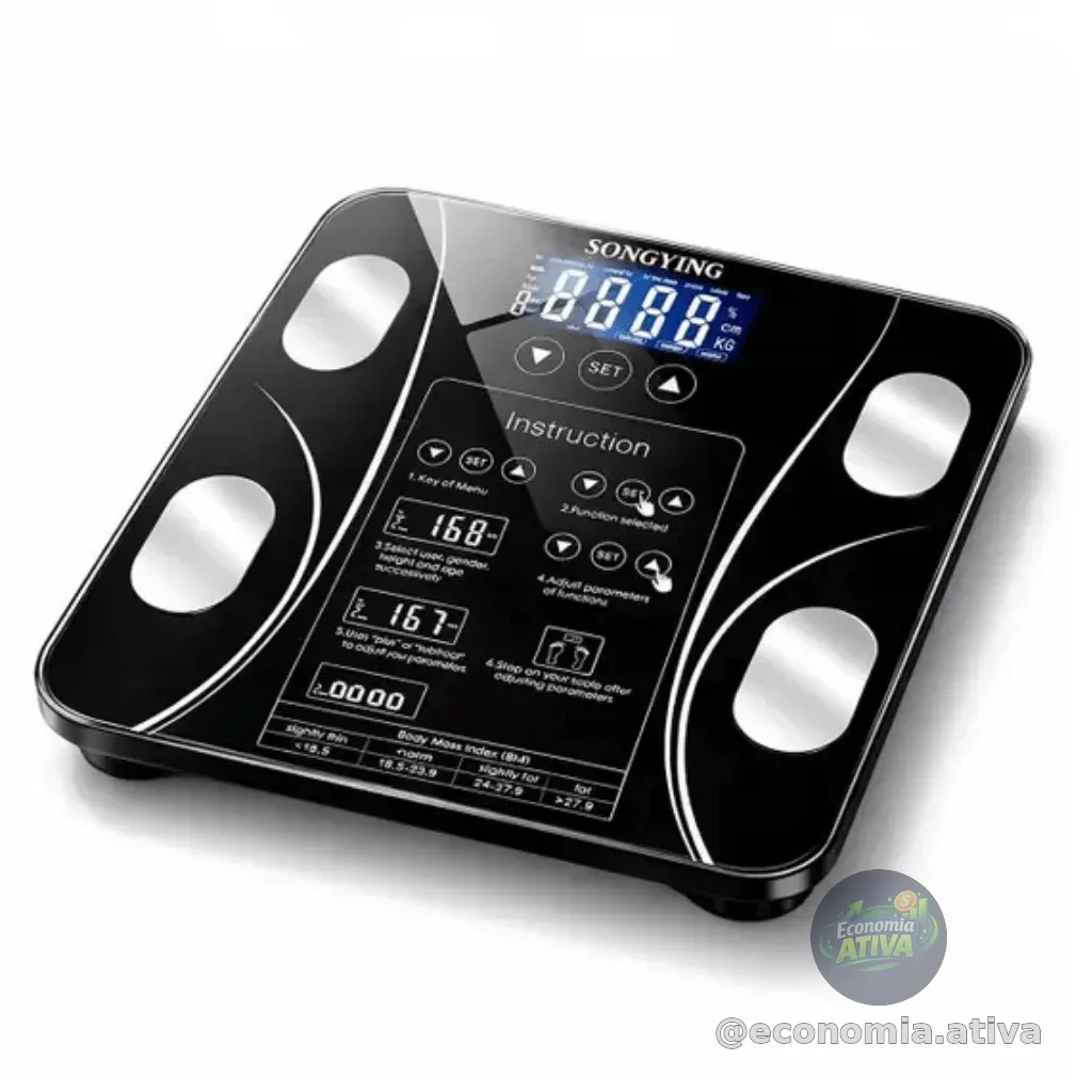 Balança Digital Bioimpedância Bluetooth com App Medição Corporal Completa