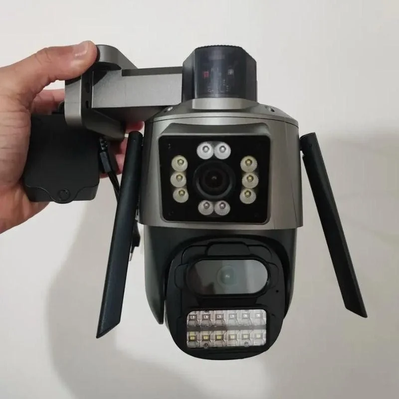 Câmera Segurança Wifi Ip Lente Dupla 2x 3mp Externa 360° A Prova Dágua Cor Cinza