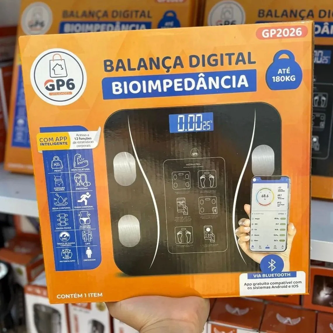Balanca Digital Biopedância Bluetooth Aparelho Capacidade Máxima De 180kg