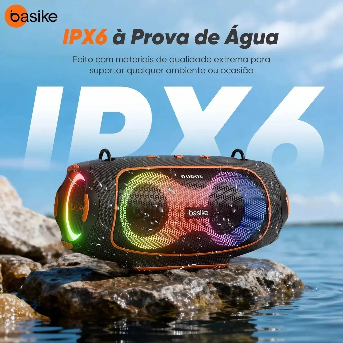 Basike Caixa De Som Bluetooth Portátil Boombox 80w 8000mah Hifi Xtreme 3 Com Rgb Tws Ipx6 Prova Dágua Grave Potente Bass... 5v