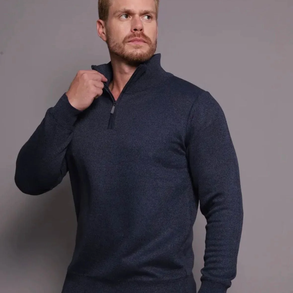 Suéter Zíper Gola Alta Manga Longa (4 cores)