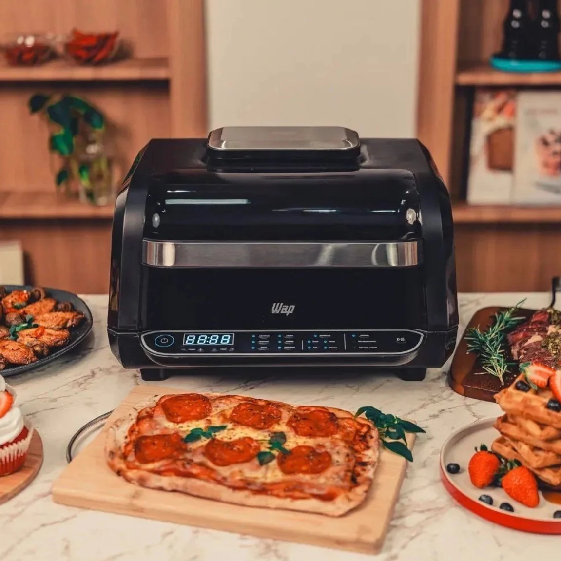 Fritadeira Elétrica Air Fryer 8 Em 1 Barbecue Heat Digital Wc Ab1030 6,6 Litros Wap Preto 127v