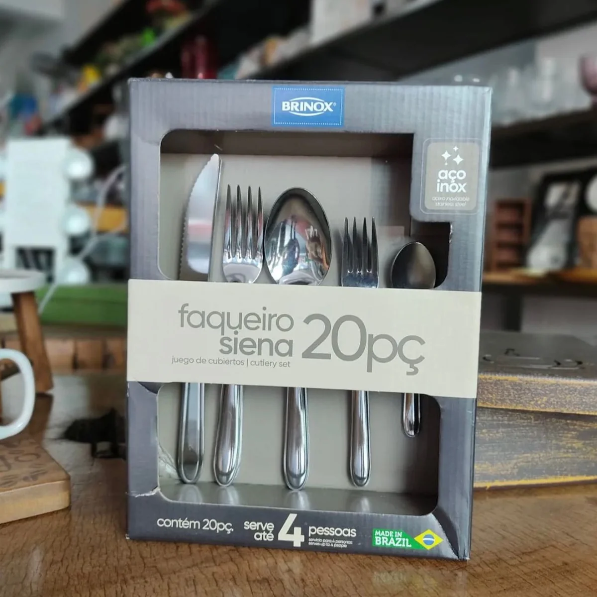 Faqueiro De Aço Inox Siena 20 Peças Brinox