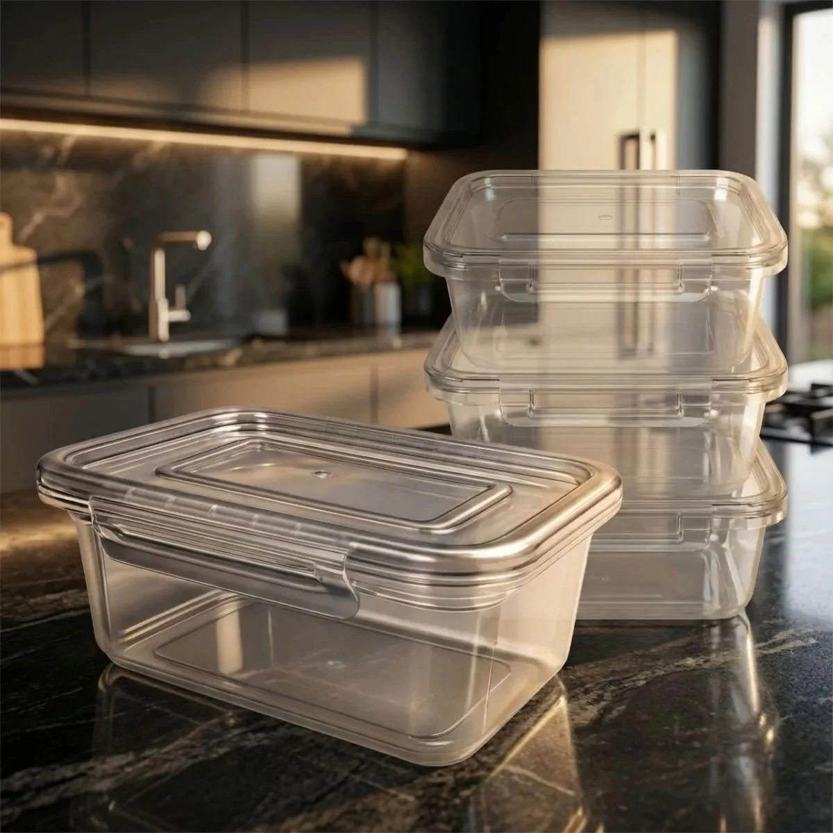 Kit 12 Marmitas 800ml Potes Trava Lateral Freezer Microondas Transparente