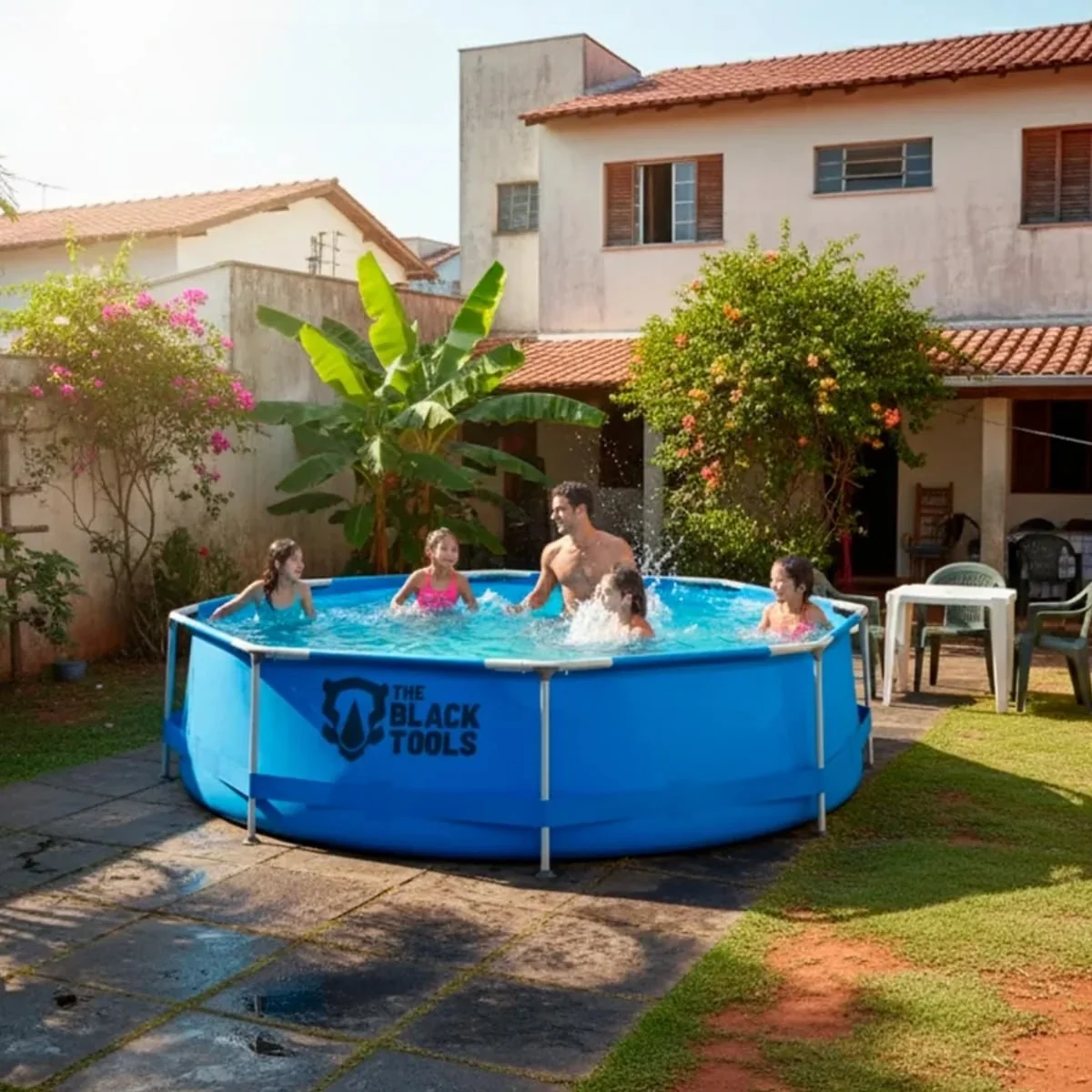 Piscina Redonda Estrutural Plástico 6500 Litros 3.60m Azul Lisa