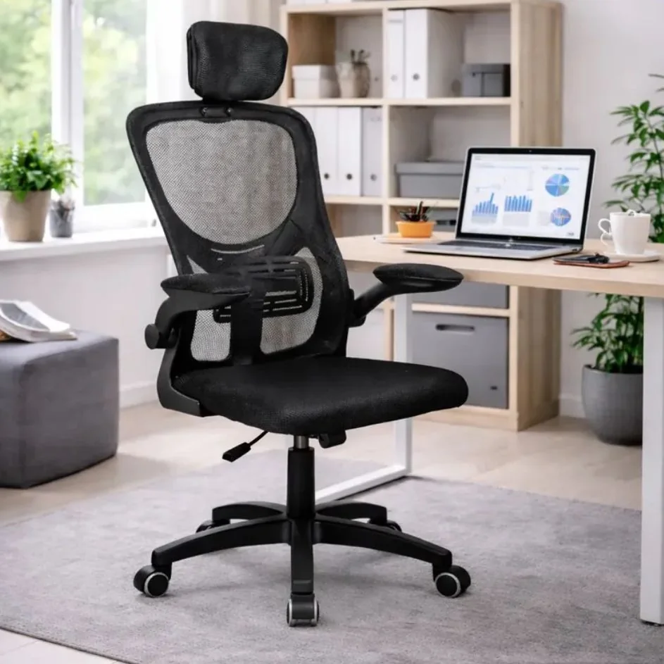 Cadeira Escritório Ergonômica Mesh Apoio Lombar 100kg Preto Malha
