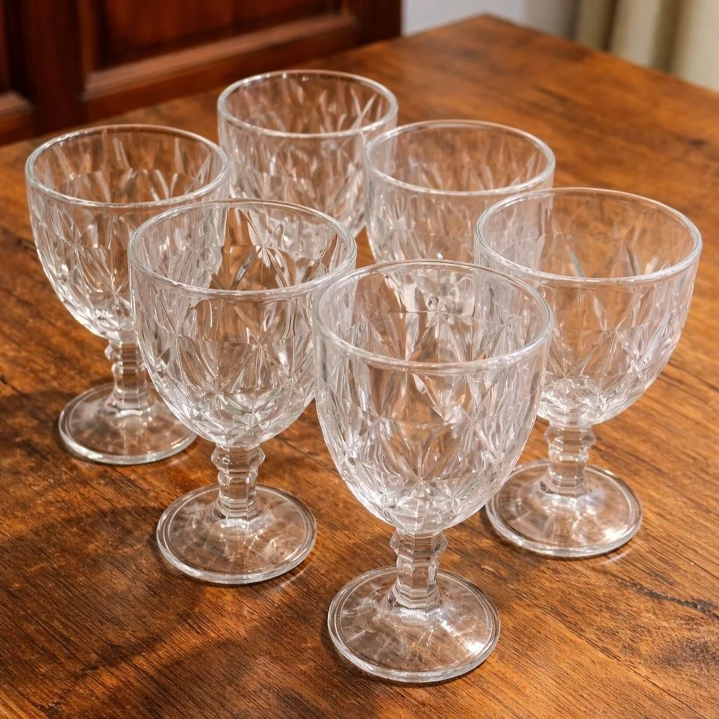 Jogo De Taças De Vidro Diamond Cristal 340ml 6 Peças