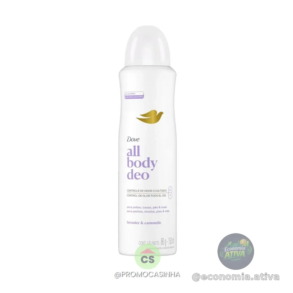 Dove All Body, Desodorante Corporal Aerossol, Para o Corpo Todo, Lavanda e Camomila 150ml