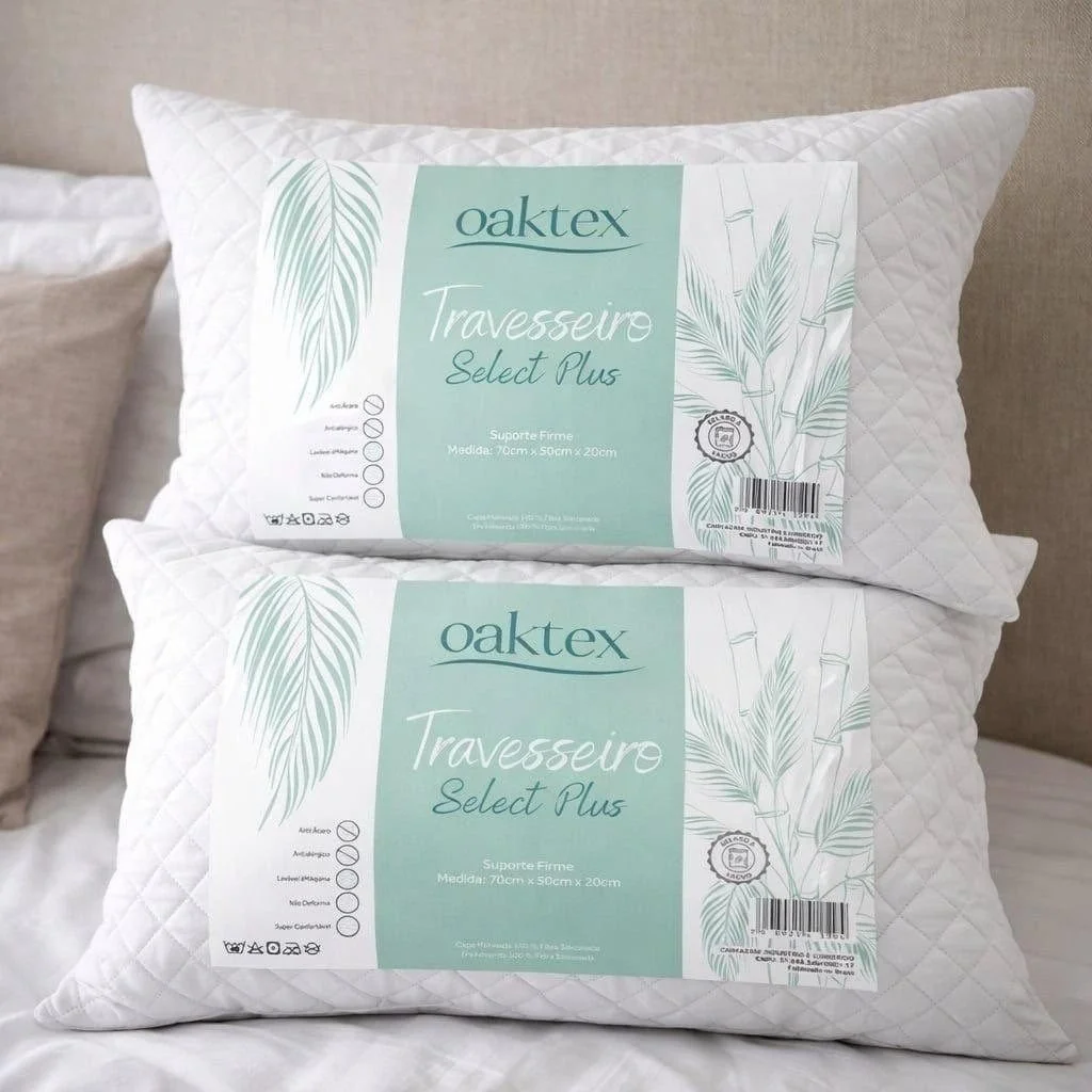 Kit C/2 Travesseiros Luxo Matelado Fibra Antialérgica 50x70