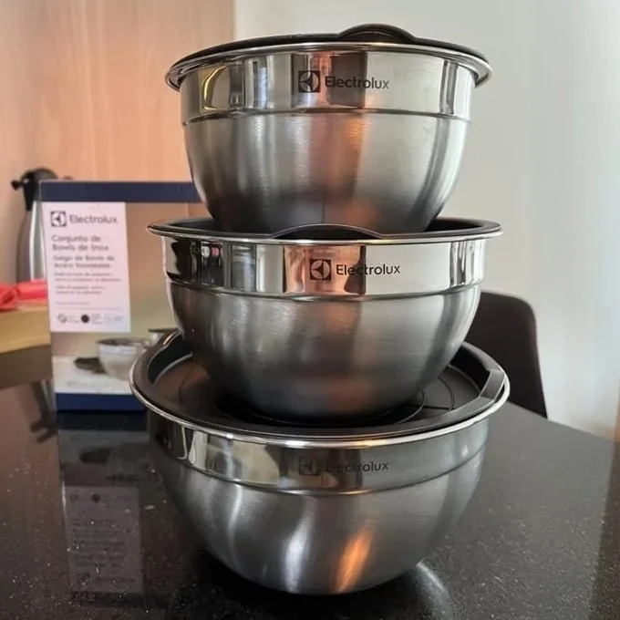 Conjunto Bowls Tigelas Inox Com Tampa Plástica - Electrolux