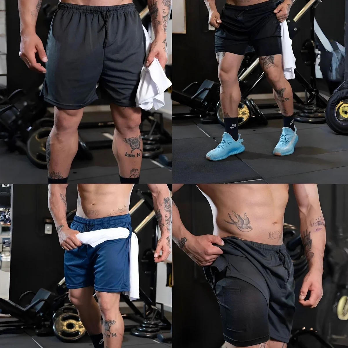 Kit 3 Shorts 2 Em 1 Duplo Bolso Para Academia Treino Corrida