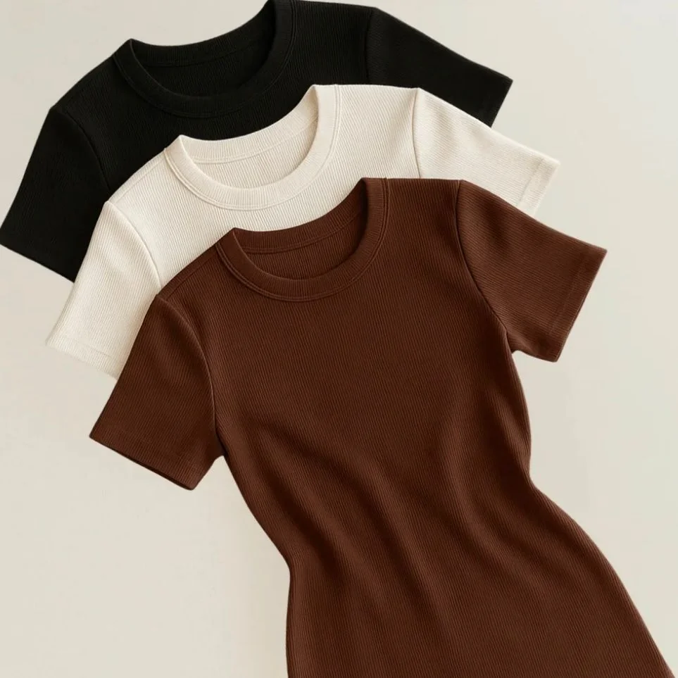 Kit 3 Blusas Feminina Ribana Canelado Básica Casual