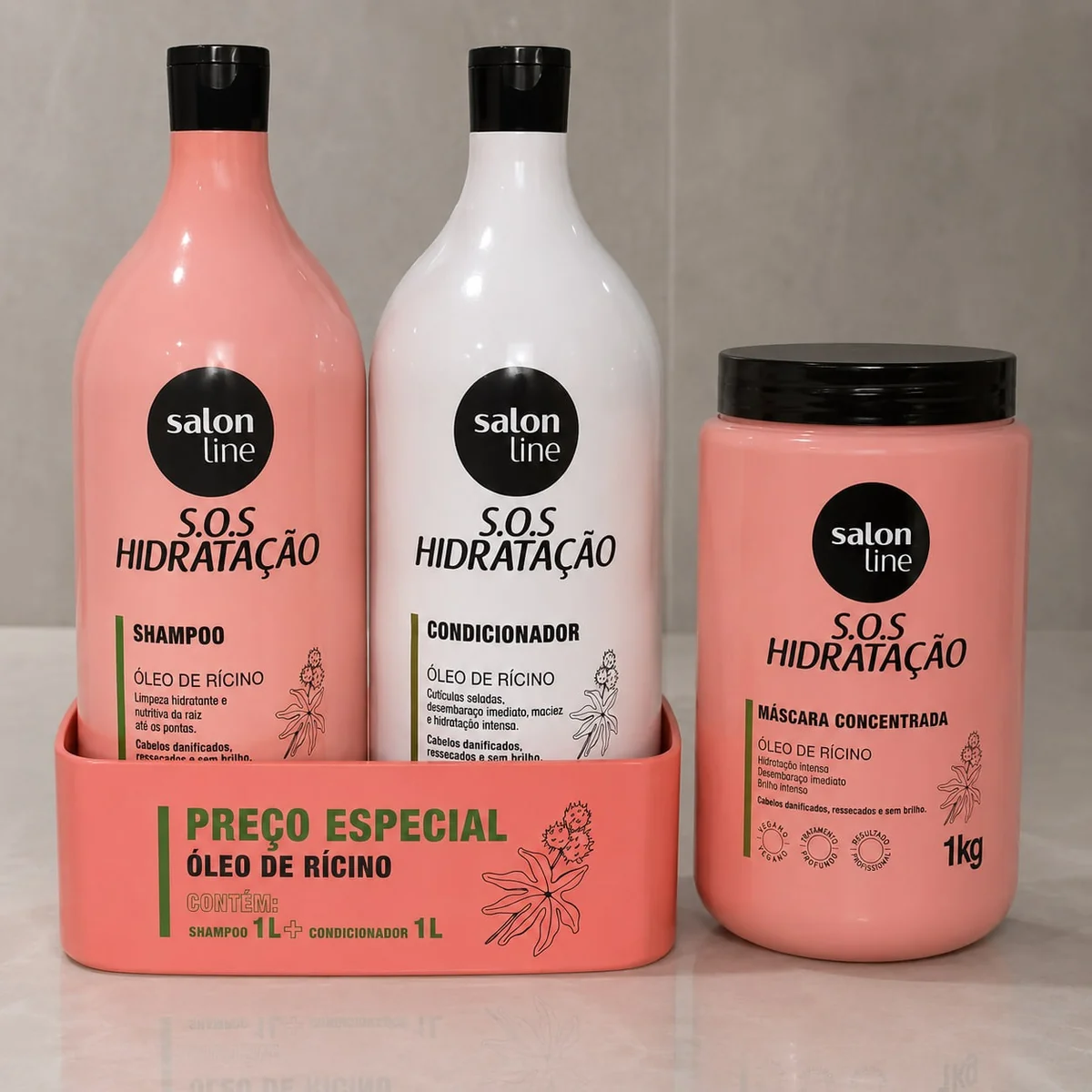 Kit Shampoo E Condicionador 1l + Máscara 1kg Sos Hidratação