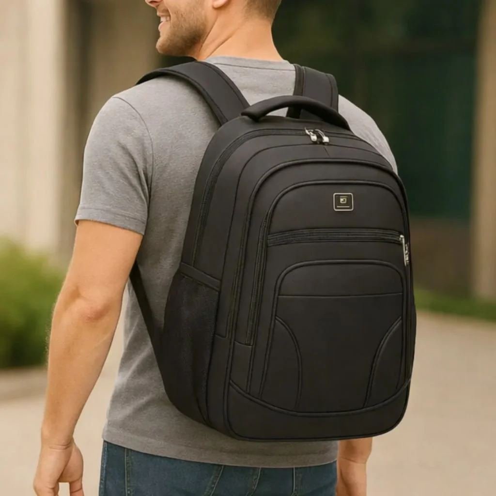 Mochila Masculina Feminina Alça Reforçada Faculdade Grande Escolar Viagem Executiva Anne Preto Liso