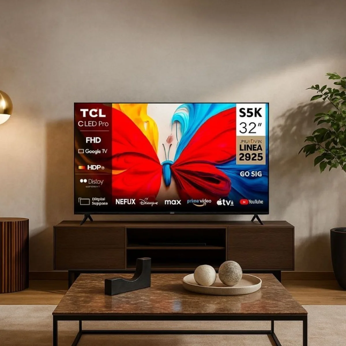 TCL, Smart TV, 32 Polegadas, HD QLED, WiFi, Bluetooth, Google TV, 2 HDMI, HDR10, Dolby Audio, 32S5K