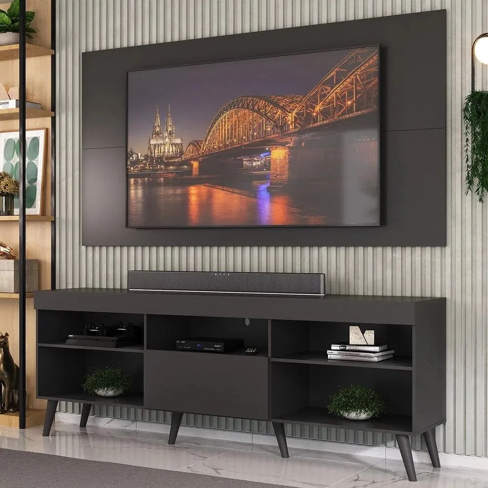 Rack com Painel para TV até 65 Retrô Flórida Up Preto Multimóveis MP1042