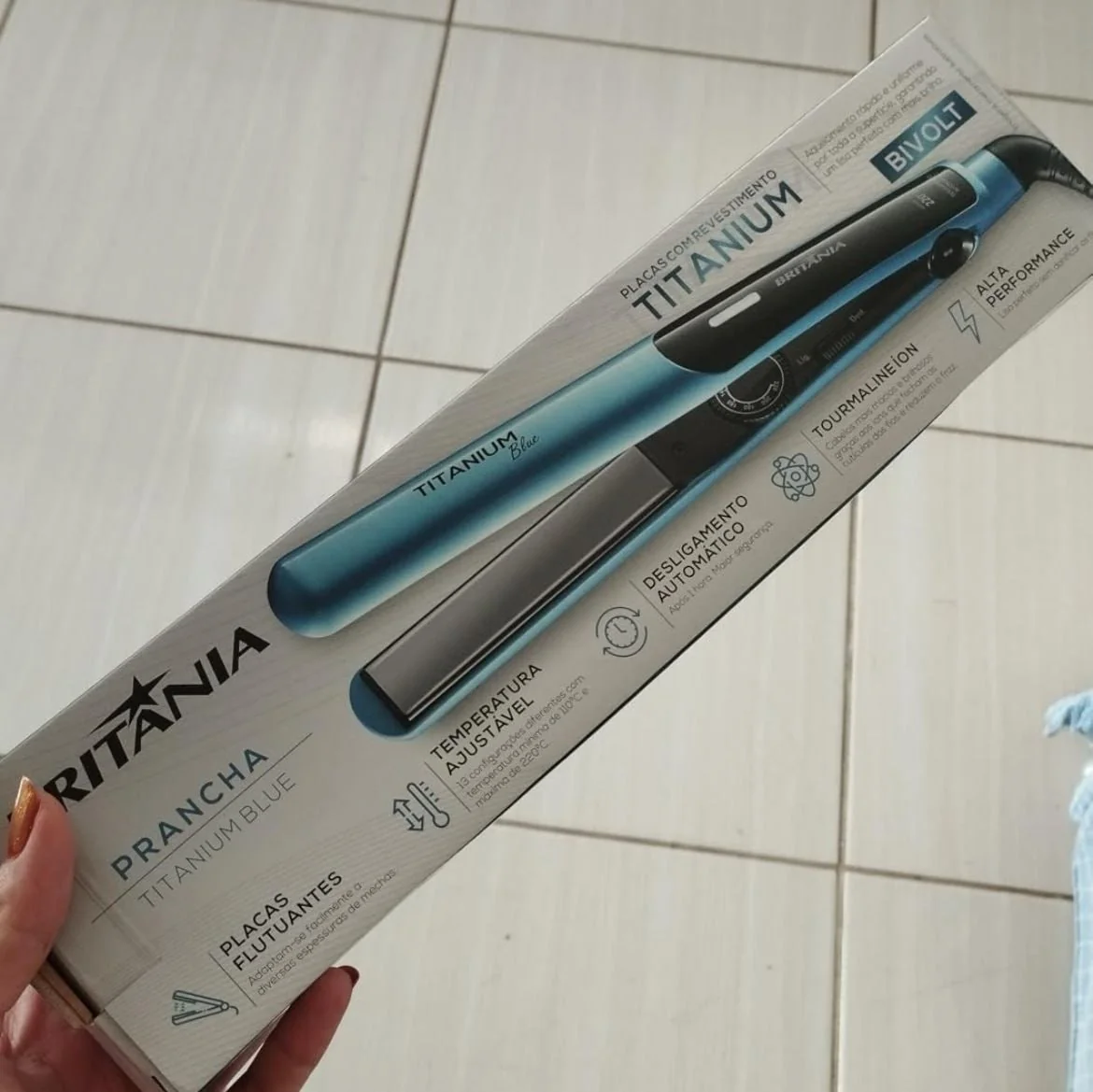 Prancha Britânia Titanium Blue Bivolt N/a Azul 127/220v