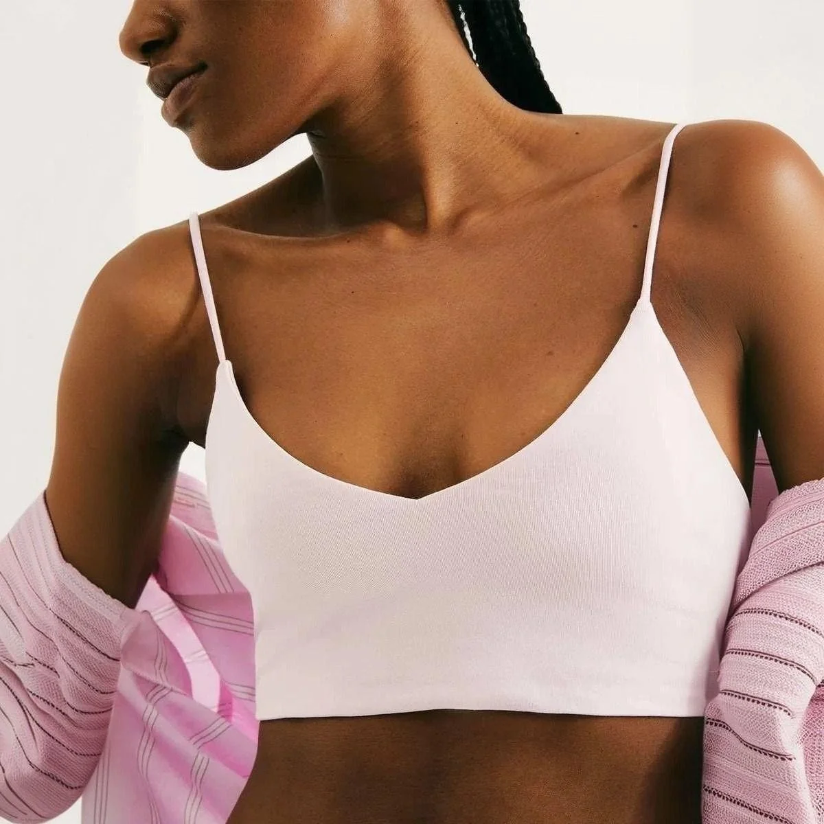 Top Decote V Em Malha De Algodão Hering Rosa