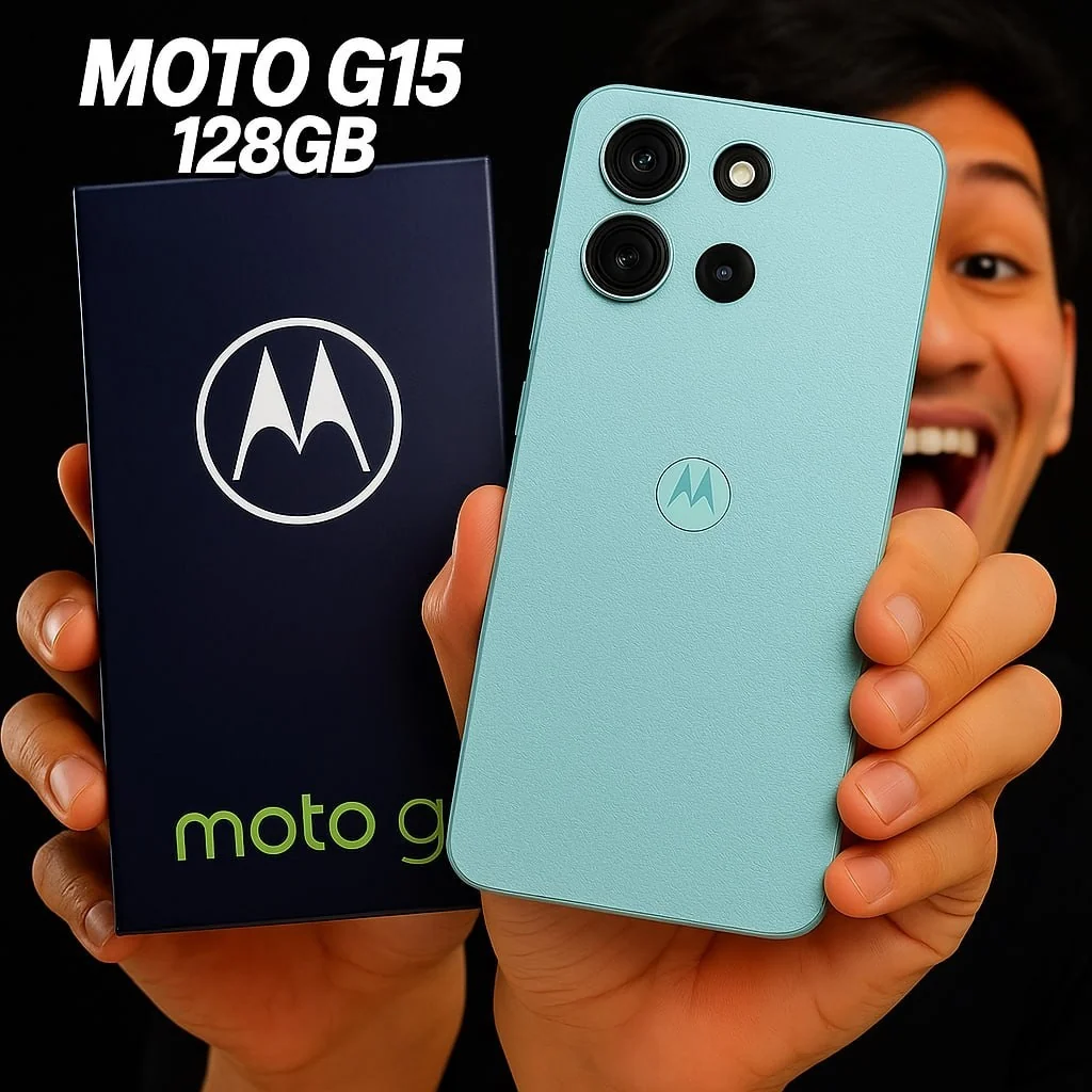 Smartphone Motorola Moto G15 - 128gb 12gb (4gb Ram+8gb Ram Boost) E Camera 50mp Com Ai E Night Vision Bateria De 5200 Mah Tela Fhd+ 6.7 Com Superbrilho Nfc Azul Claro