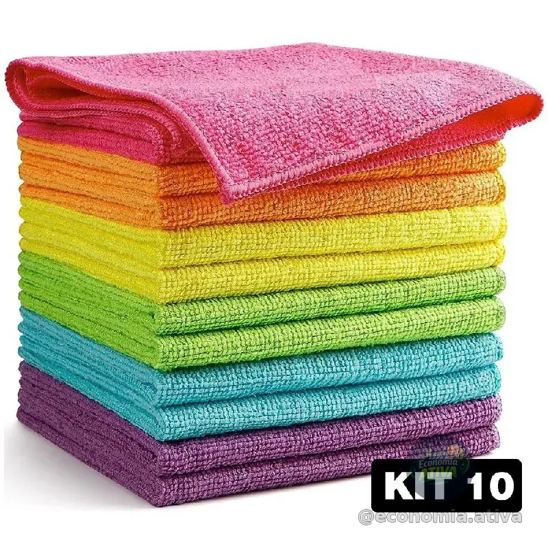 Kit 10 Panos De Limpeza Microfibra alta absorção Multiuso