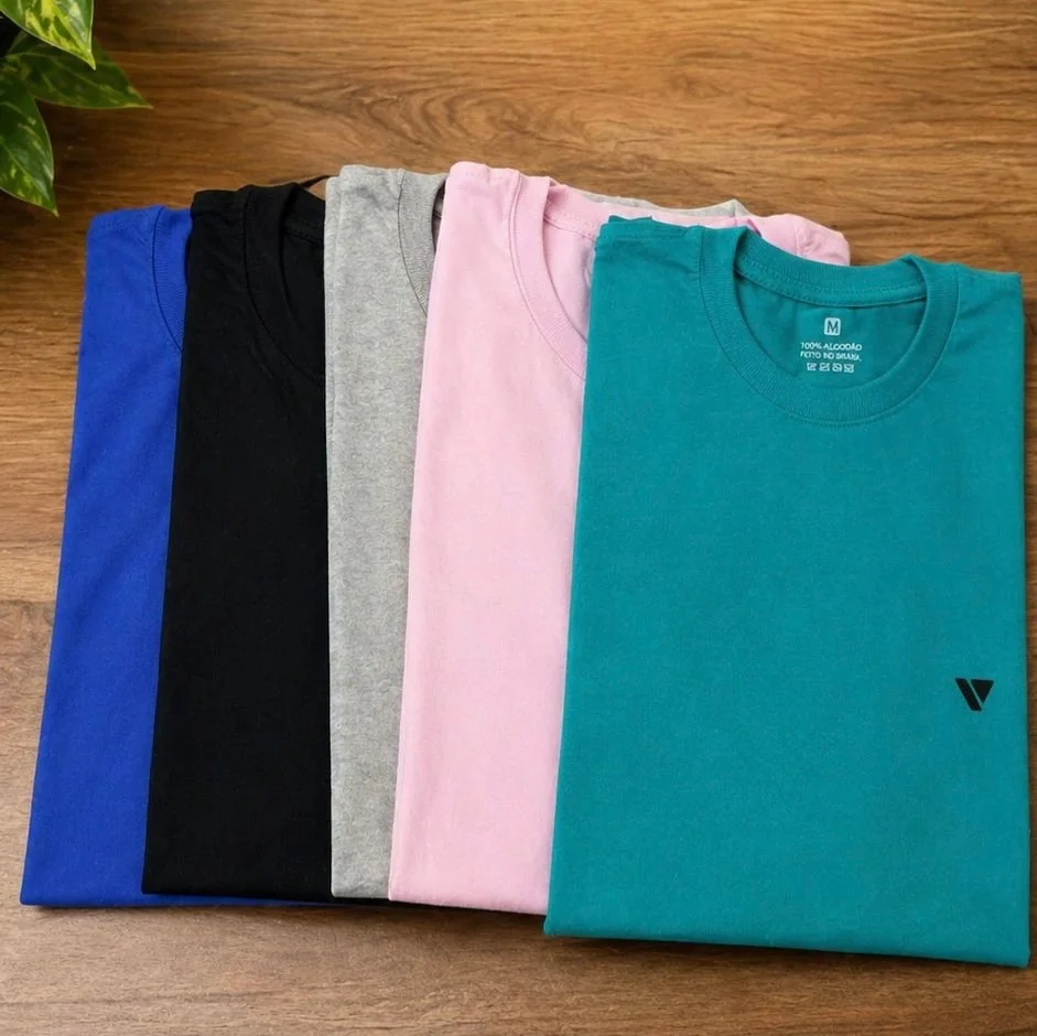 Camiseta Masculina Slim Voker 100% Algodão (9 cores)